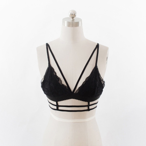 Final Price Drop! Sexy Strap Bralette White/Black - Picture 3 of 4